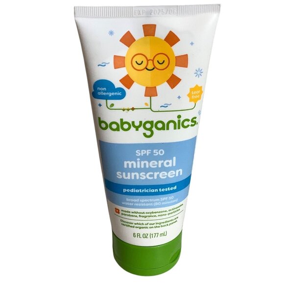 Babyganics SPF 50 Mineral Sunscreen Tear Free Non-Allergenic 6 Fl Oz Tube - Picture 1 of 5